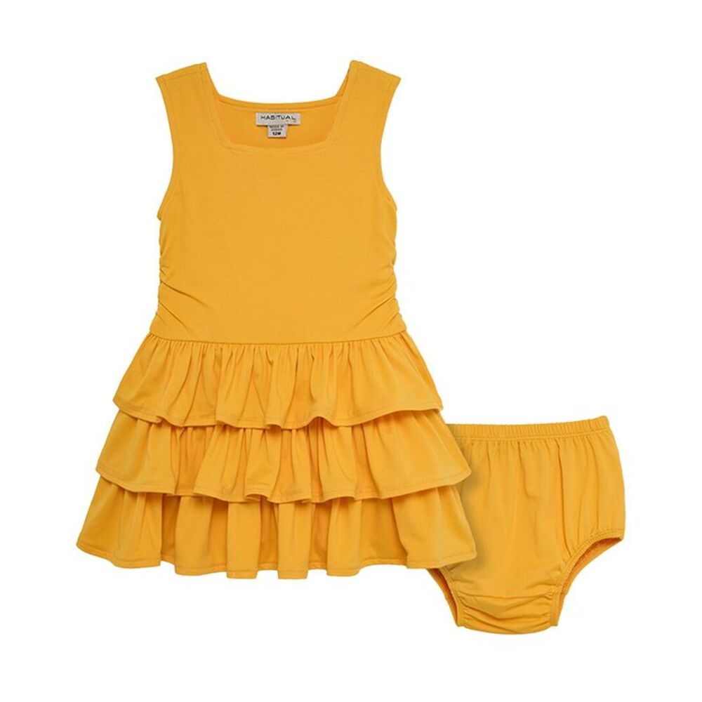 Habitual Tiered Tank Dress, Yellow